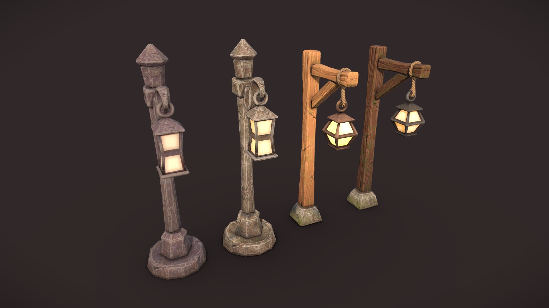 3D model Lamp Post Stylized - This is a 3D model of the Lamp Post Stylized. The 3D model is about a group of light bulbs.