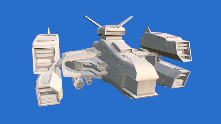 Futuristic Space Ship (Clay) 3D Model
