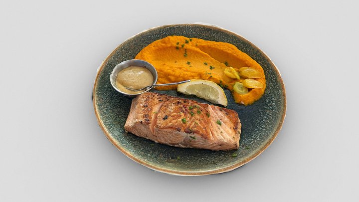 Salmon with whisky sauce 3D Model