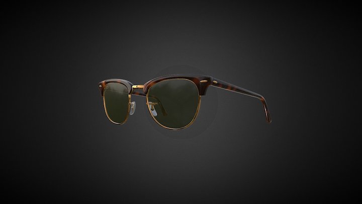 RayBan Clubmaster Sunglasses (Tortoise/Green) 3D Model