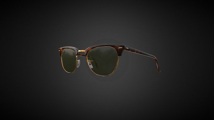 RayBan Clubmaster Sunglasses (Tortoise/Green) 3D Model