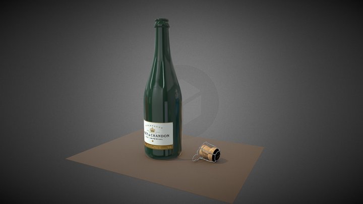 Champagne Bottle - Happy New Year 2019 3D Model
