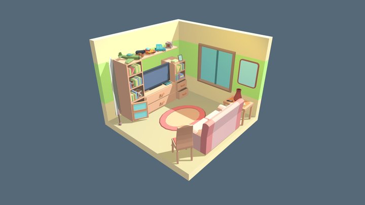 Low poly Living Room 3D Model