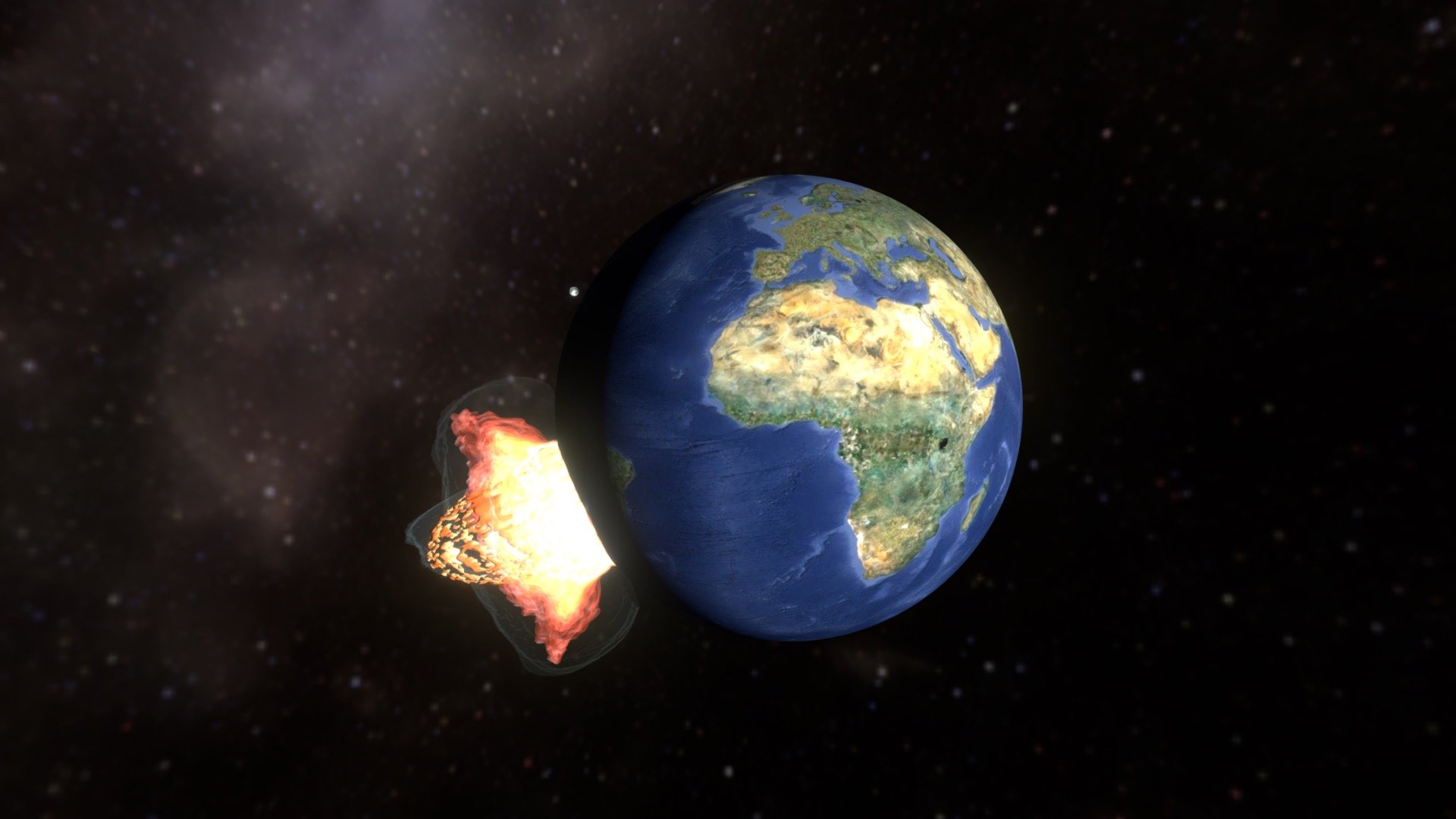 Giant asteroid collision with Earth