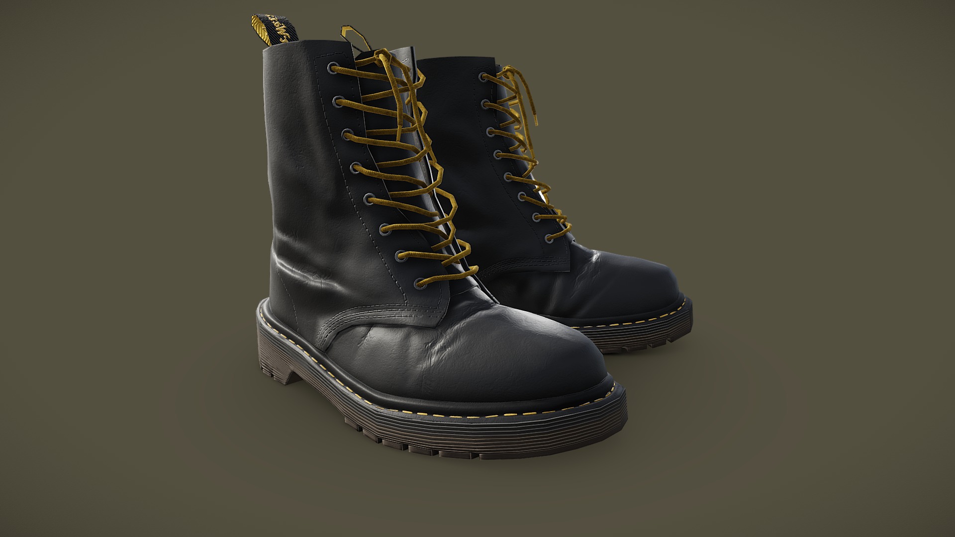 3D model Dr. Martens boots - This is a 3D model of the Dr. Martens boots. The 3D model is about a pair of black shoes.
