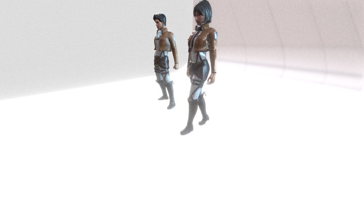Mikasa e Levy- FREE FIRE SKINS 3D Model