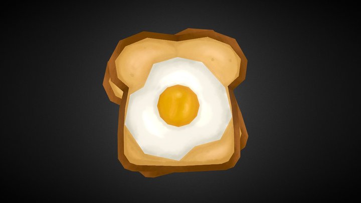 Stylized Eggs and Toast 3D Model