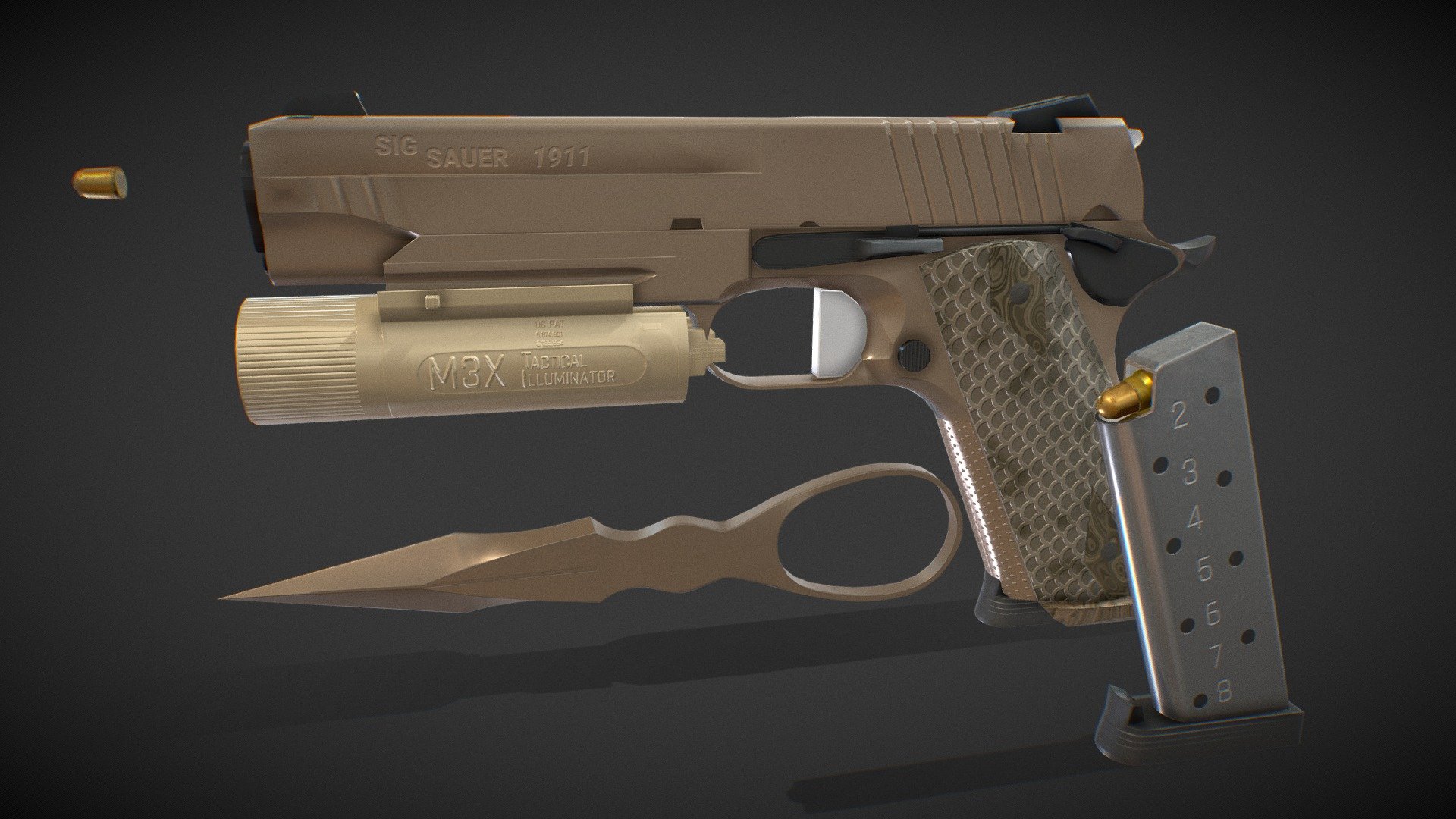 Sig- Sauer 1911 Scorpion. low-poly