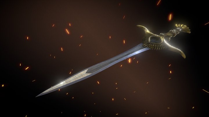 Golden Wings sword (Free) High-poly 3D Model