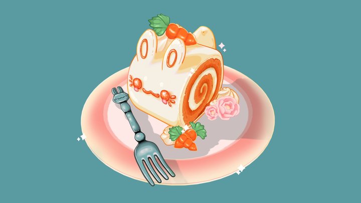 🥕Bunny Carrot Cake Roll🥕 3D Model