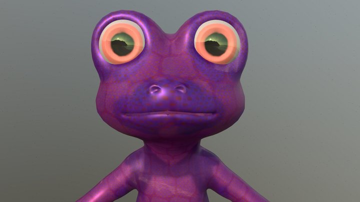 Purple Stylized Salamander 3D Model