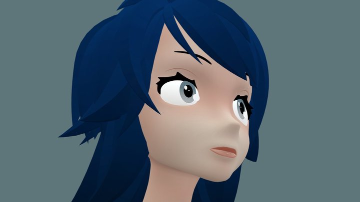 Stylized Anime Female Head 3D Model