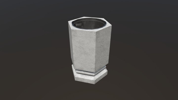 Concrete Trash Can - Low poly 3D Model