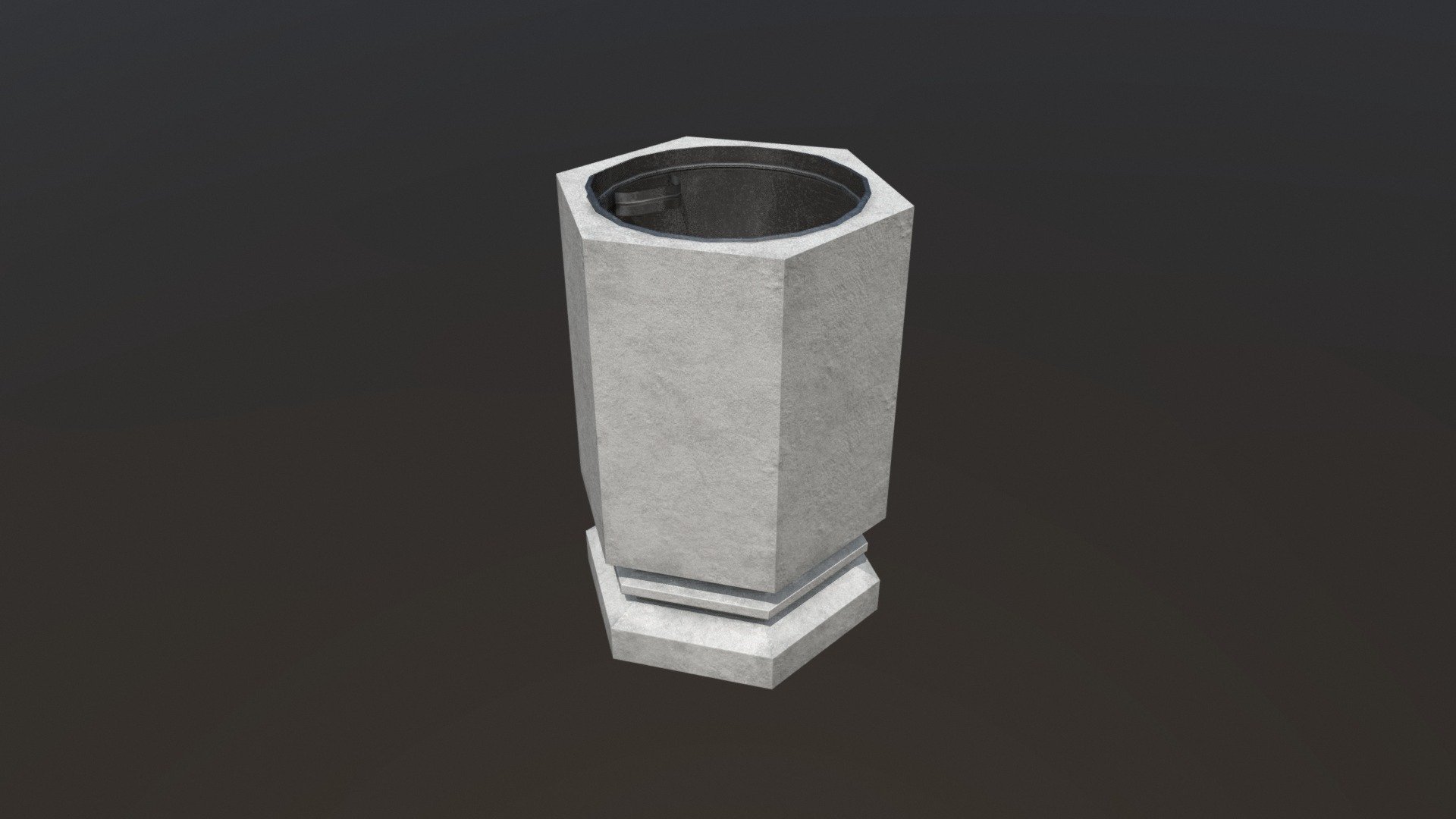 Concrete Trash Can - Low poly