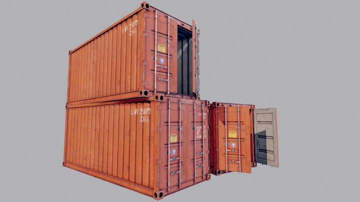 Enterable Shipping Container 01 - PBR 3D Model