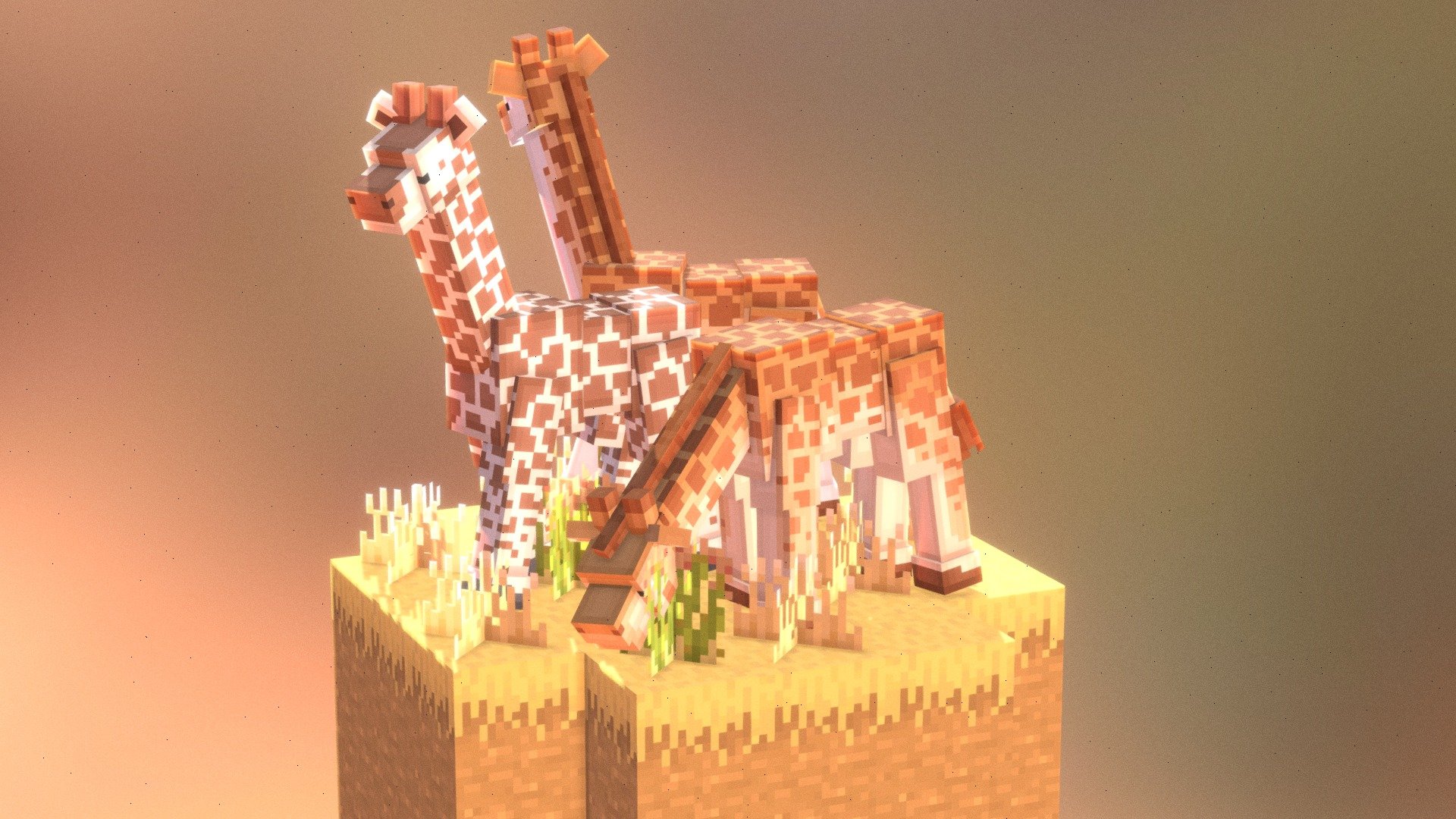 A Herd Of Giraffes - Minecraft Savanna Scene - 3D model by jessdragon12 ...