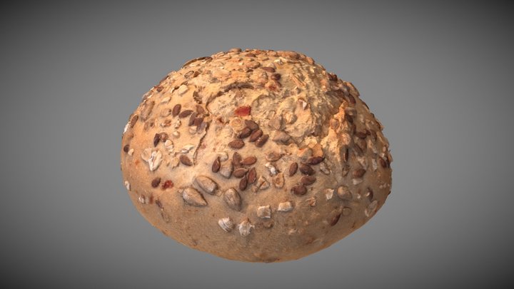 Whole-Grain Bread Roll 3D Model