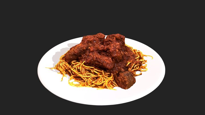 Pasta with Meatballs and Sausage 3D Model