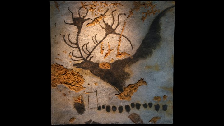 Scene with large deer from the Lascaux Cave – Gratis 3D-model STL
