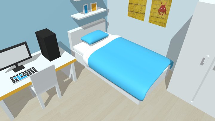 Blue Bedroom 3D Model