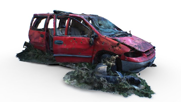 Destroyed & Shelled Family Car in Ukraine 3D Model