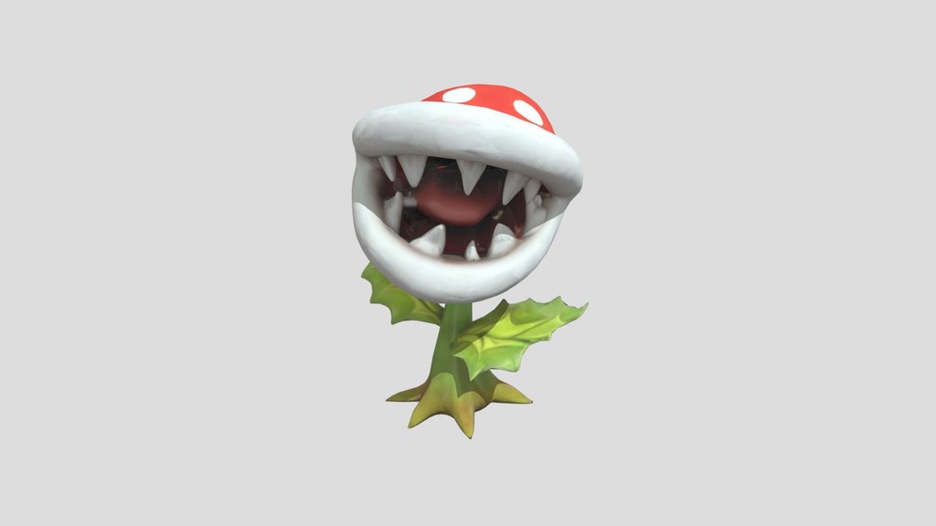 Piranha Plant w/mouth Open Made by Meshi AI