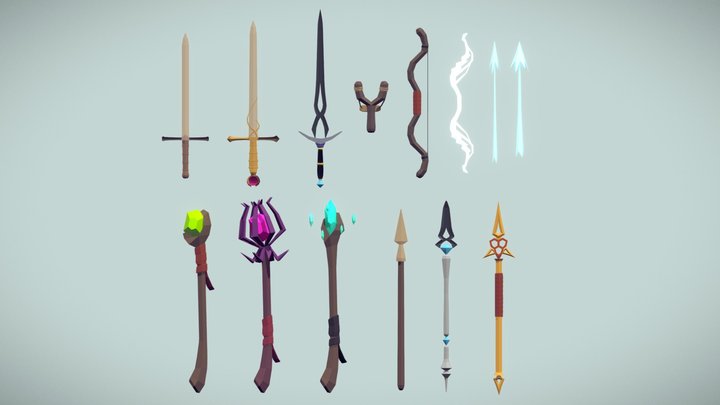 Array of Fantasy Weapons 3D Model