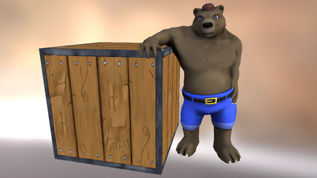 Bear with a Box 3D Model