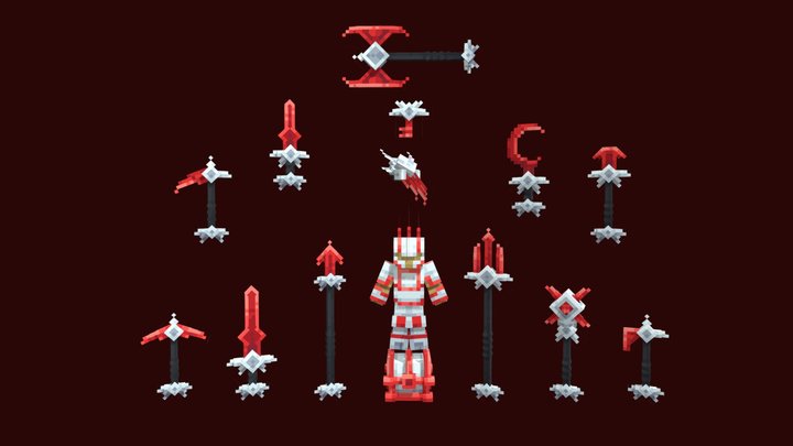 Bloody silver Weaponry V1 - Showcase 3D Model