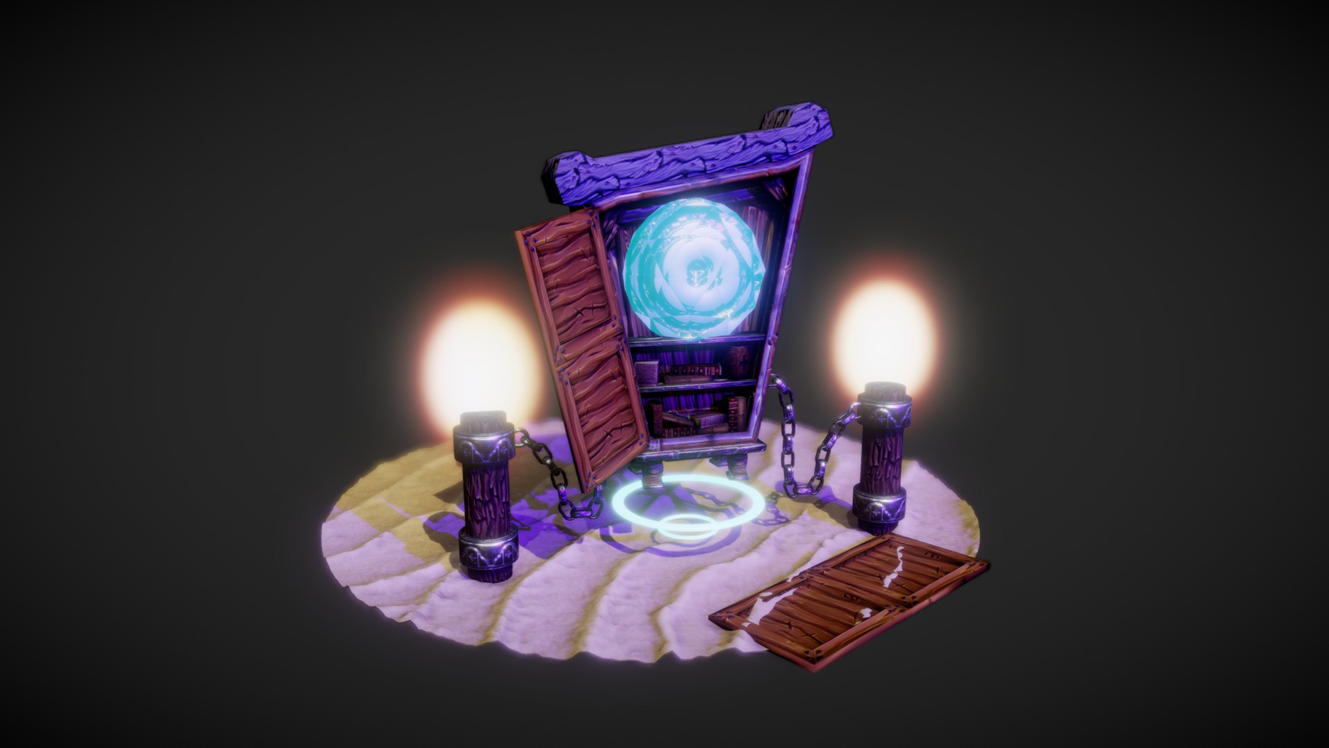 3D model Floating Wardrobe - This is a 3D model of the Floating Wardrobe. The 3D model is about a purple and purple lantern with a candle in it.