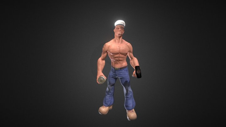 Popeye the sailor man |  gaming character | PBR 3D Model