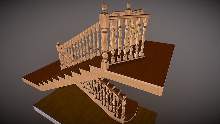 Stair 2 levels 3D Model