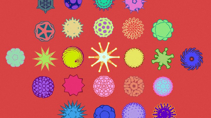 Low-Poly Shapes, Pollen, Coronavirus, Flowers 3D Model