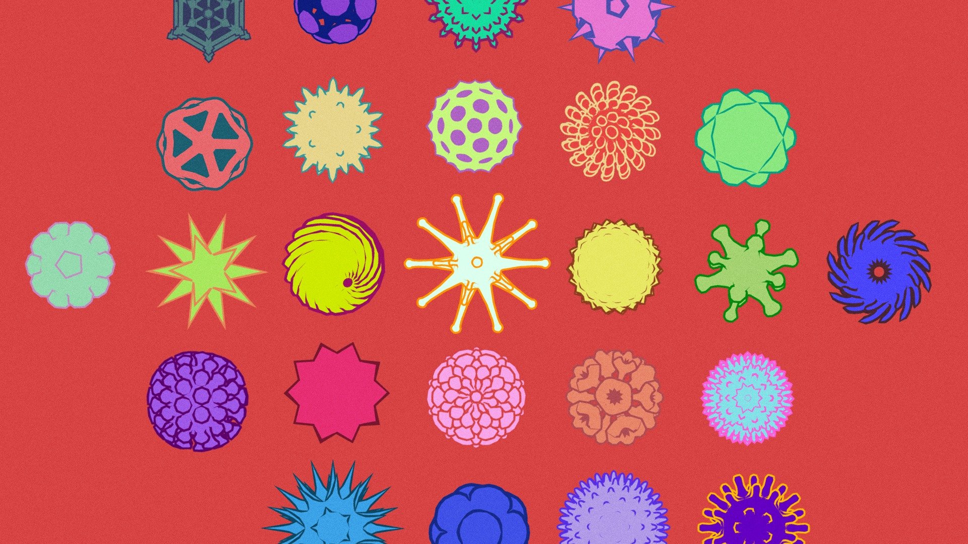 Low-Poly Shapes, Pollen, Coronavirus, Flowers