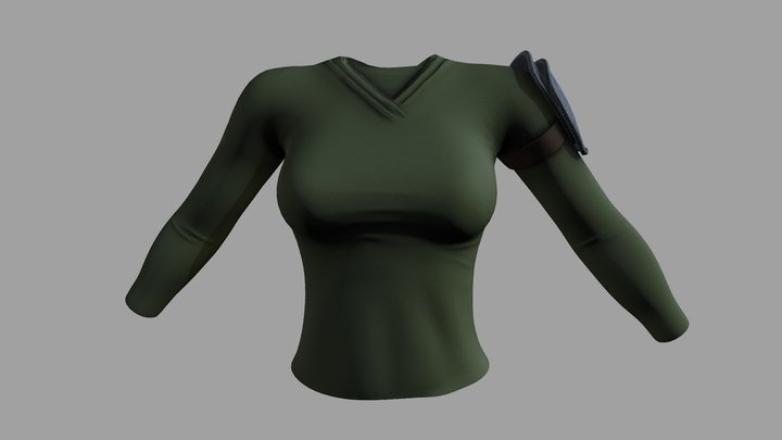 Female Shoulder Guards Green Combat Top 3D Model