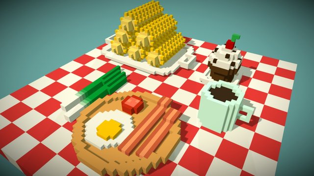 Breakfast table (weeklyvoxels) 3D Model