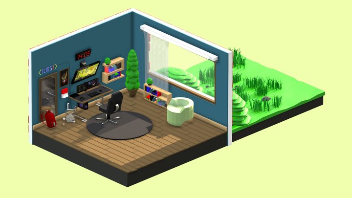 Desk Diorama - 14:05 3D Model