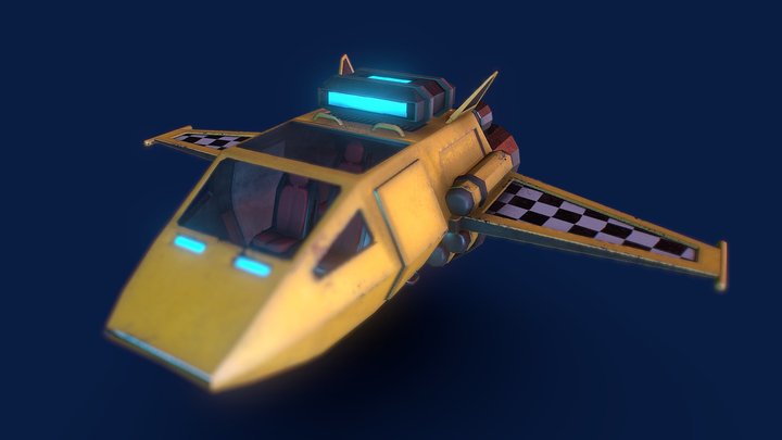 Cute Taxi Spaceship 3D Model