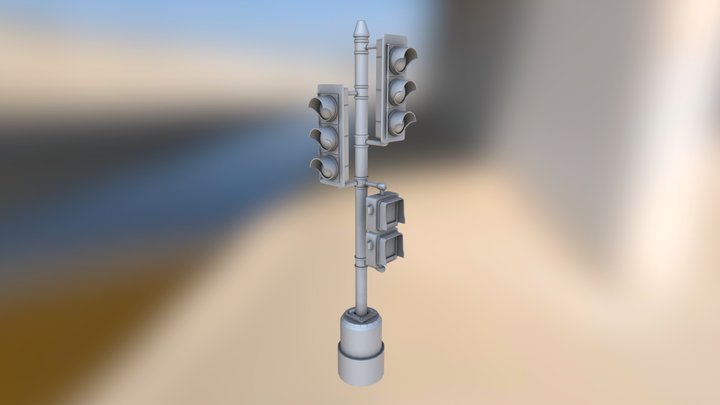 USA Styled Traffic Light 3D Model