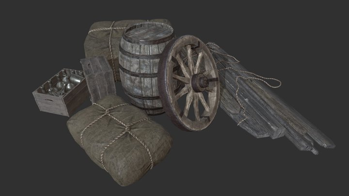 Medieval Warehouse Props 3D Model