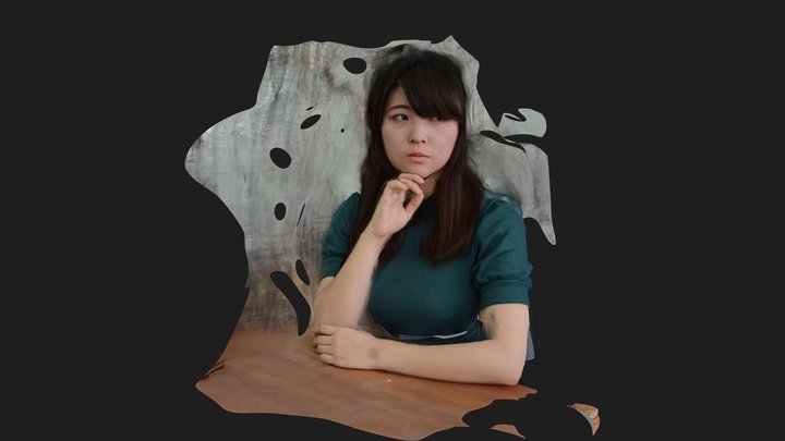 Girl with crutches 3D Model