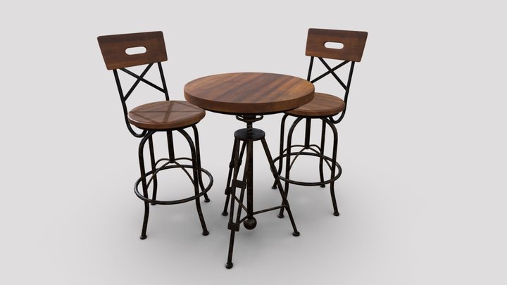 Bar chair and table loft 3D Model