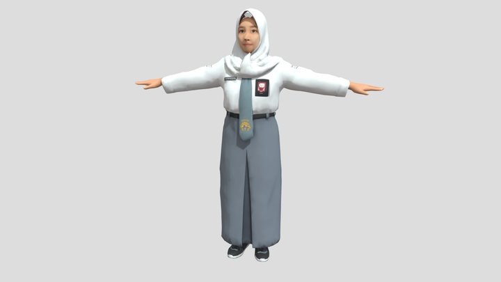 Anak SMA Hijab 3D Model