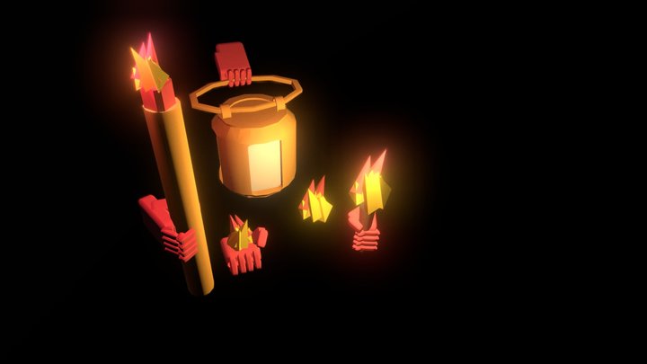 Hands & Fire 3D Model