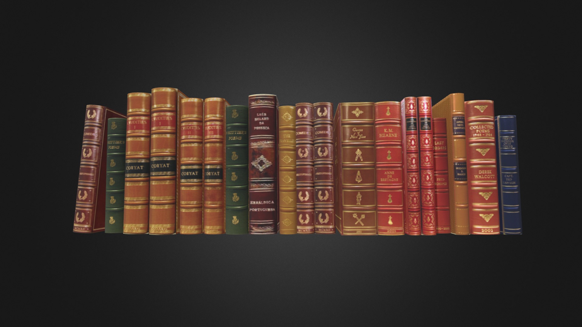 3D model Old Books - This is a 3D model of the Old Books. The 3D model is about a row of colorful books.