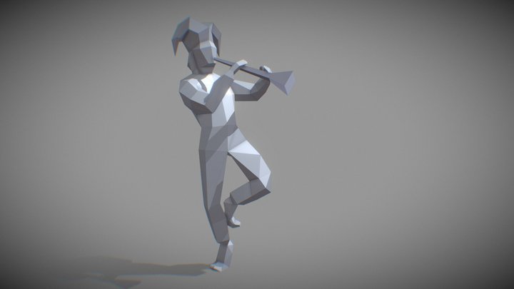 Jester with flute 3D Model