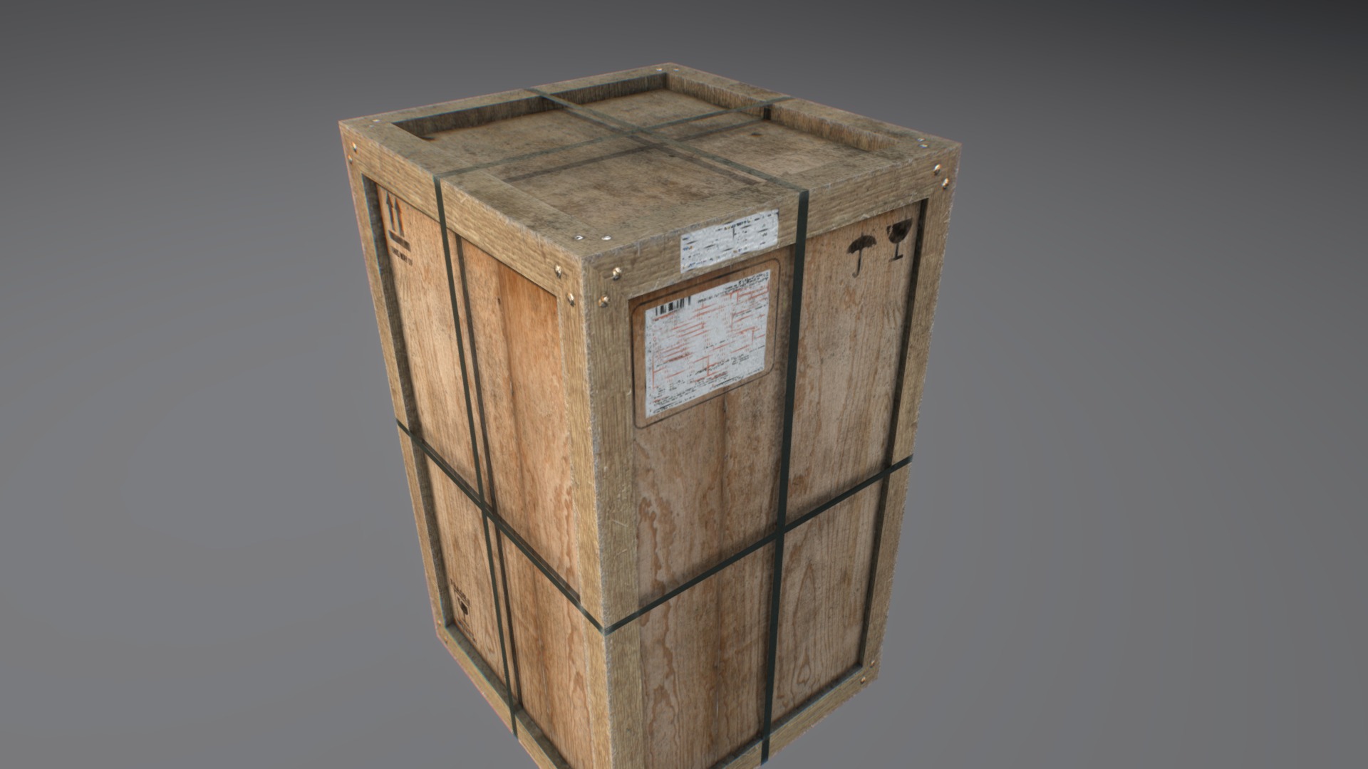 3D model Old wooden cargo crate 13 - This is a 3D model of the Old wooden cargo crate 13. The 3D model is about a wooden box with a sign on it.