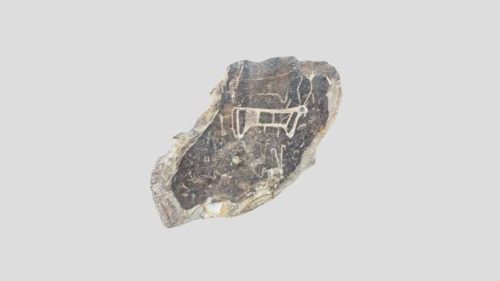 Golden calf altar cow petroglyph 3D Model