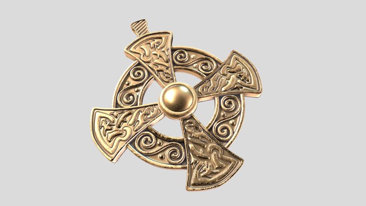 Gold cross insignia decoration 3D Model