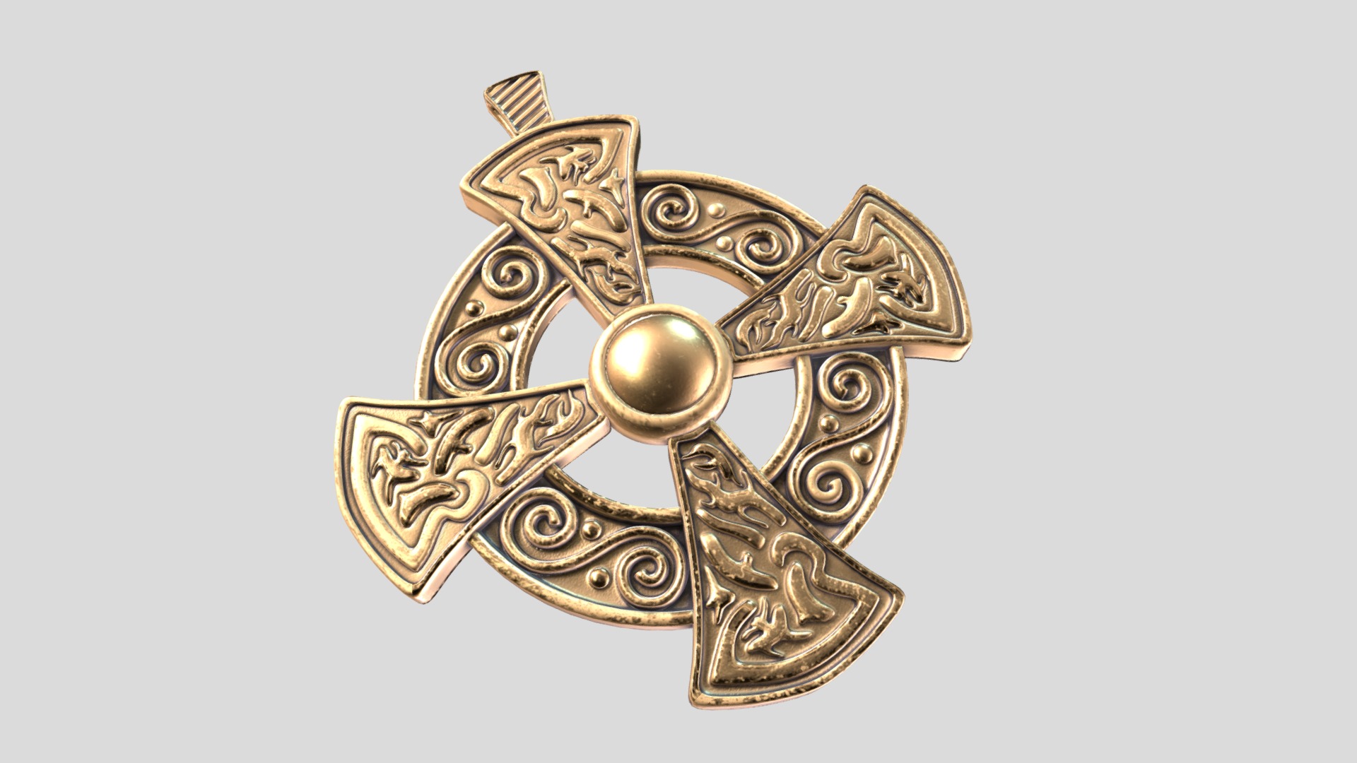 3D model Gold cross insignia decoration - This is a 3D model of the Gold cross insignia decoration. The 3D model is about a gold and silver necklace.